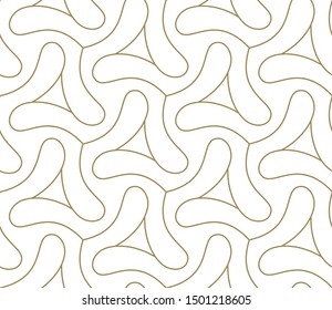 Seamless pattern with abstract geometric line texture, gold on white background. Light modern simple wallpaper, bright tile backdrop, monochrome graphic element.