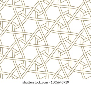 Seamless pattern with abstract geometric line texture, gold on white background. Light modern simple wallpaper, bright tile backdrop, monochrome graphic element.