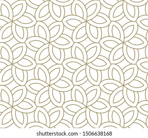 Seamless pattern with abstract geometric line texture, gold on white background. Light modern simple wallpaper, bright tile backdrop, monochrome graphic element.