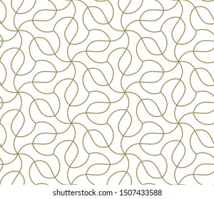 Seamless pattern with abstract geometric line texture, gold on white background. Light modern simple wallpaper, bright tile backdrop, monochrome graphic element.