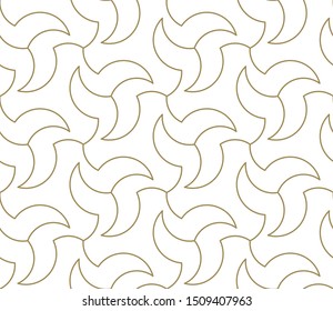 Seamless pattern with abstract geometric line texture, gold on white background. Light modern simple wallpaper, bright tile backdrop, monochrome graphic element.