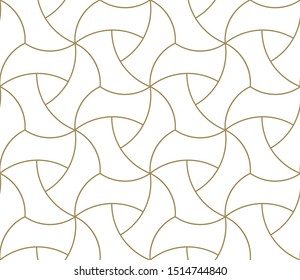 Seamless pattern with abstract geometric line texture, gold on white background. Light modern simple wallpaper, bright tile backdrop, monochrome graphic element.