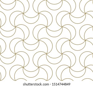 Seamless pattern with abstract geometric line texture, gold on white background. Light modern simple wallpaper, bright tile backdrop, monochrome graphic element.
