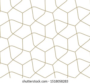 Seamless pattern with abstract geometric line texture, gold on white background. Light modern simple wallpaper, bright tile backdrop, monochrome graphic element.