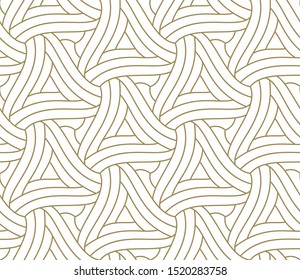 Seamless pattern with abstract geometric line texture, gold on white background. Light modern simple wallpaper, bright tile backdrop, monochrome graphic element.