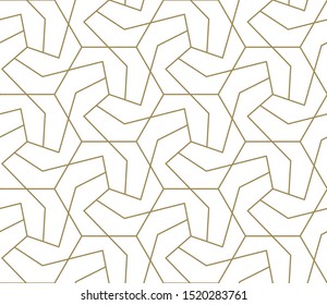 Seamless pattern with abstract geometric line texture, gold on white background. Light modern simple wallpaper, bright tile backdrop, monochrome graphic element.