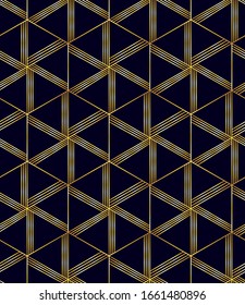 Seamless pattern with abstract geometric line texture, gold on a dark background. Seamless geometric pattern. Light modern simple wallpaper, bright tile backdrop, monochrome graphic element