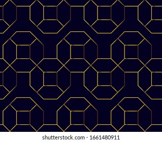 Seamless pattern with abstract geometric line texture, gold on a dark background. Seamless geometric pattern. Light modern simple wallpaper, bright tile backdrop, monochrome graphic element