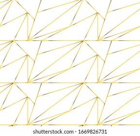 Seamless pattern with abstract geometric line texture, gold on white background. Seamless geometric pattern. Light modern simple wallpaper, bright tile backdrop, monochrome graphic element