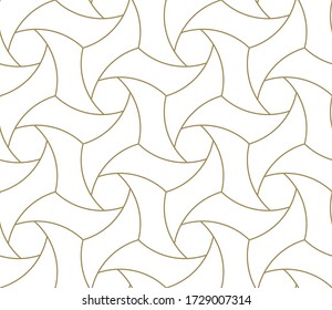 Patrón sin soldadura con textura de línea geométrica abstracta, dorado sobre fondo blanco. Papel de pared sencillo, fondo de baldosas brillante, elemento gráfico monocromo.
