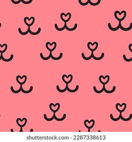 seamless pattern abstract geometric objects in doodle style.pattern with a muzzle of a cat. nose of a cat in the form of a heart. 