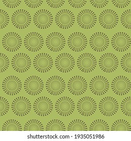 Seamless pattern with abstract geometric pattern on green background. Suitable for textile, fabric, cover, wallpaper, background, decoration.