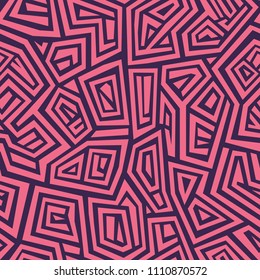 Seamless pattern with abstract geometric ornament. Modern stylish texture. Flat pink and purple background. Vector illustration.