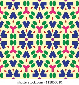 Seamless pattern with abstract geometric ornament on yellow background