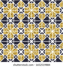 Seamless Pattern Abstract Geometric Ornament In Vintage Eastern Style Vector Illustration