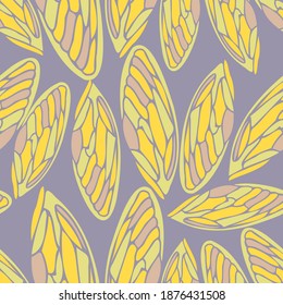 Seamless pattern with abstract geometric oval ornamental leaf shapes in pastel colors. Can be used for textile, stationary, backgrounds and wallpaper, wrapping paper. 