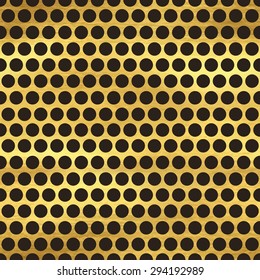Seamless pattern with abstract geometric polka dot golden ornament. Template for your design. Vector illustration