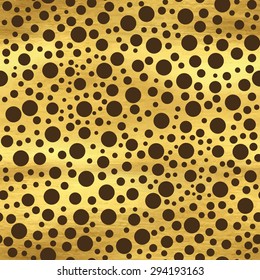 Seamless pattern with abstract geometric polka dot golden ornament. Template for your design. Vector illustration
