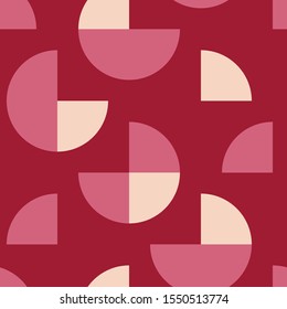 seamless pattern abstract geometric quarter circle pink red vector background wallpaper textile giftwrap