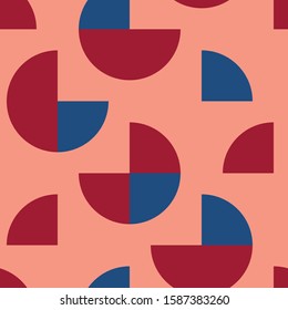 seamless pattern abstract geometric quarter circle pink red vector background wallpaper textile giftwrap