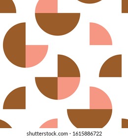 seamless pattern abstract geometric quarter circle pink brown vector background wallpaper textile giftwrap