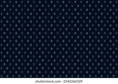 Seamless pattern with abstract geometric S sign in gray and blue on dark blue background. Vector illustration, for shirt dress blanket table sheet fabric textile cover decoration wallpaper