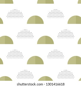seamless pattern abstract geometric semicircle dots green black white vector background wallpaper textile giftwrap