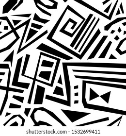 Seamless pattern with abstract geometric shapes on white background