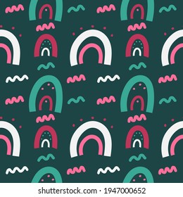 Patrón sin brillo con formas geométricas abstractas en color blanco, azul y rosa. Resumen de estilo contemporáneo para papel pintado, tela y embalaje. Ilustración vectorial.