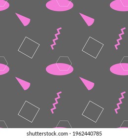 A seamless pattern of abstract geometric shapes. On a dark background. Vector illustration