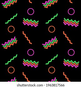 A seamless pattern of abstract geometric shapes. On a dark background. Vector illustration
