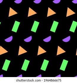 A seamless pattern of abstract geometric shapes. On a dark background. Vector illustration