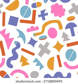 Nahtloses Muster mit abstrakten geometrischen Formen in handgezeichnetem Stil.Element für Dekoration Design Hintergrund Hintergrundhintergrund Tapete Banner Textil