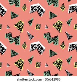 Seamless pattern with abstract geometric shapes and spots 1
