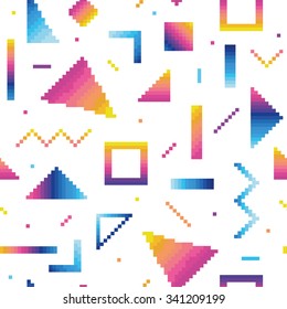 Seamless pattern with abstract geometric shapes in pixel art style 1 