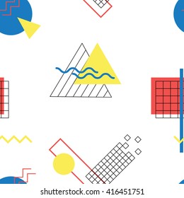Seamless pattern with abstract geometric shapes on white background