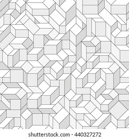 Seamless pattern with an abstract geometric shapes. Monochrome isometric structure. Endless texture for a background.
