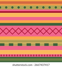 Patrón sin costuras Raya geométrica abstracta Punto cruzado Amarillo Rosa Verde Vector de fondo Fondo de pantalla Textil Giftwrap Tela