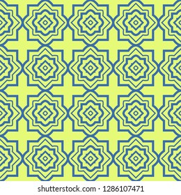 Seamless Pattern With Abstract Geometric Style. Repeating Sample Figure And Line. Vector illustration. Blue, light green color.