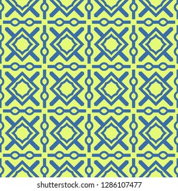 Seamless Pattern With Abstract Geometric Style. Repeating Sample Figure And Line. Vector illustration. Blue, light green color.