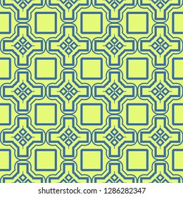 Seamless Pattern With Abstract Geometric Style. Repeating Sample Figure And Line. Vector illustration. Blue, light green color.