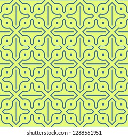 Seamless Pattern With Abstract Geometric Style. Repeating Sample Figure And Line. Vector illustration. Blue, light green color.