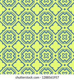 Seamless Pattern With Abstract Geometric Style. Repeating Sample Figure And Line. Vector illustration. Blue, light green color.