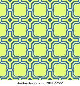 Seamless Pattern With Abstract Geometric Style. Repeating Sample Figure And Line. Vector illustration. Blue, light green color.