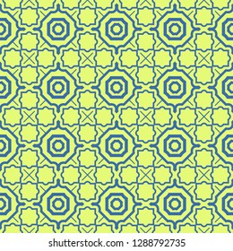 Seamless Pattern With Abstract Geometric Style. Repeating Sample Figure And Line. Vector illustration. Blue, light green color.