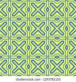 Seamless Pattern With Abstract Geometric Style. Repeating Sample Figure And Line. Vector illustration. Blue, light green color.