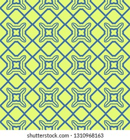 Seamless Pattern With Abstract Geometric Style. Repeating Sample Figure And Line. Vector illustration. Blue, light green color.
