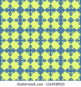 Seamless Pattern With Abstract Geometric Style. Repeating Sample Figure And Line. Vector illustration. Blue, light green color.