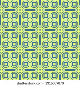 Seamless Pattern With Abstract Geometric Style. Repeating Sample Figure And Line. Vector illustration. Blue, light green color.