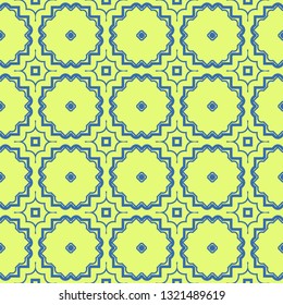 Seamless Pattern With Abstract Geometric Style. Repeating Sample Figure And Line. Vector illustration. Blue, light green color.